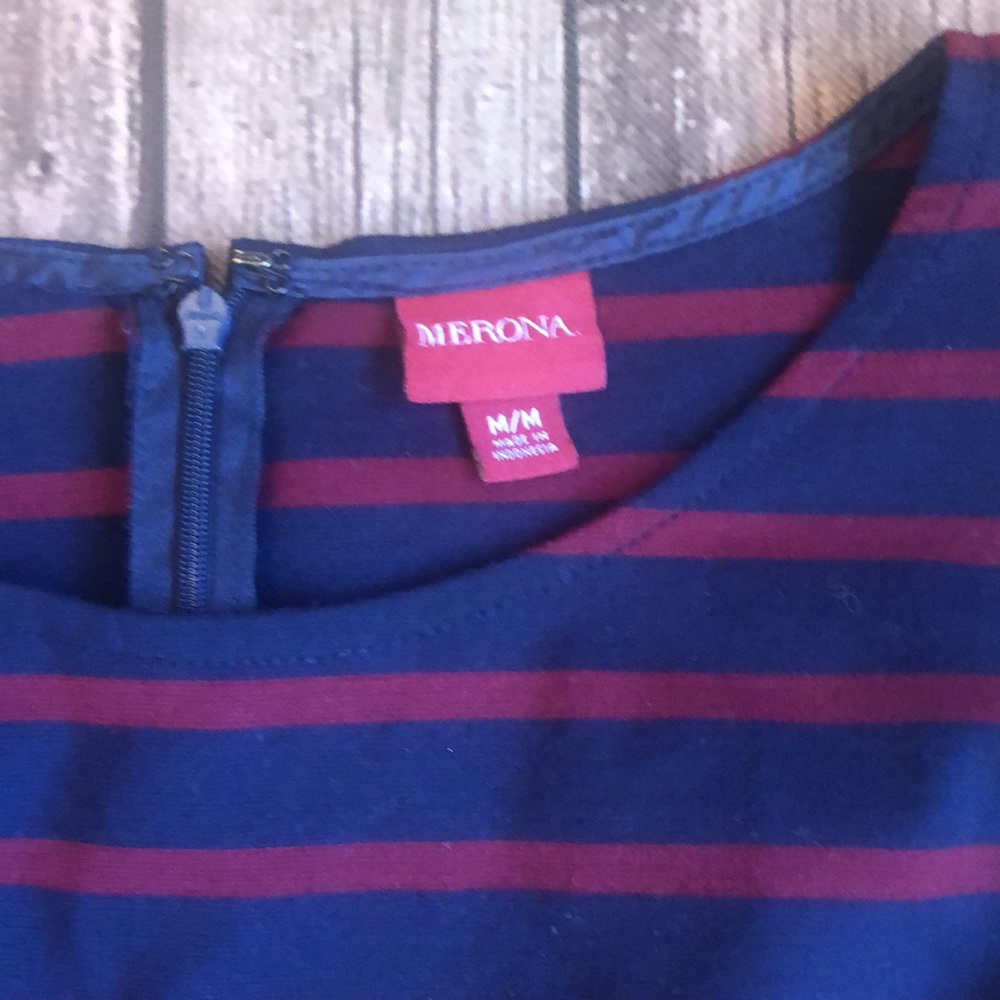 Merona Striped Sleevless Sheath Dress Sz M - Picture 3 of 7